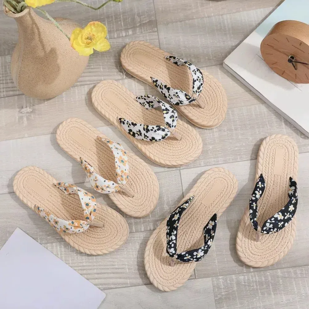 

All Match Bohemia Style Floral Flip Flops EVA Non-Slip Slides Sandals Women Sweet Soft Sole Platform Flat Slippers Indoor