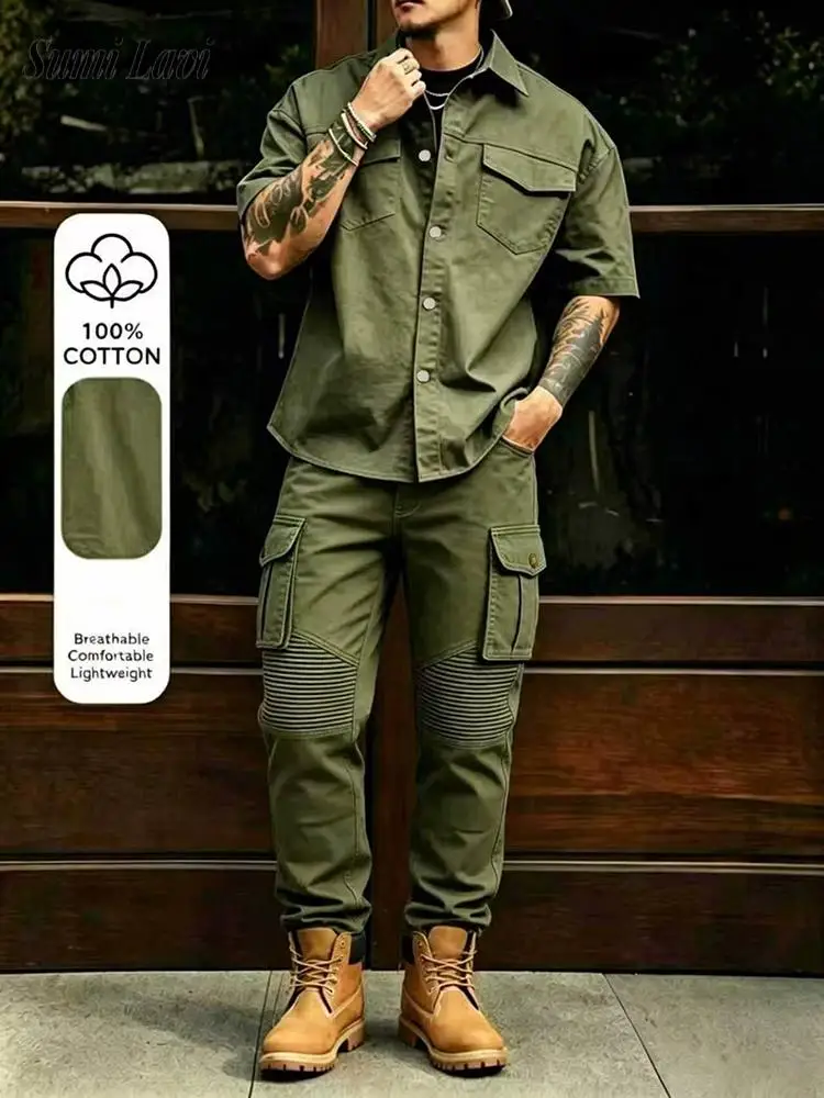 tenues-streetwear-pour-hommes-ensembles-deux-pieces-elegants-hauts-a-manches-courtes-et-pantalons-de-couleur-unie-ensembles-decontractes-d'ete-pour-hommes-chemises-cargo