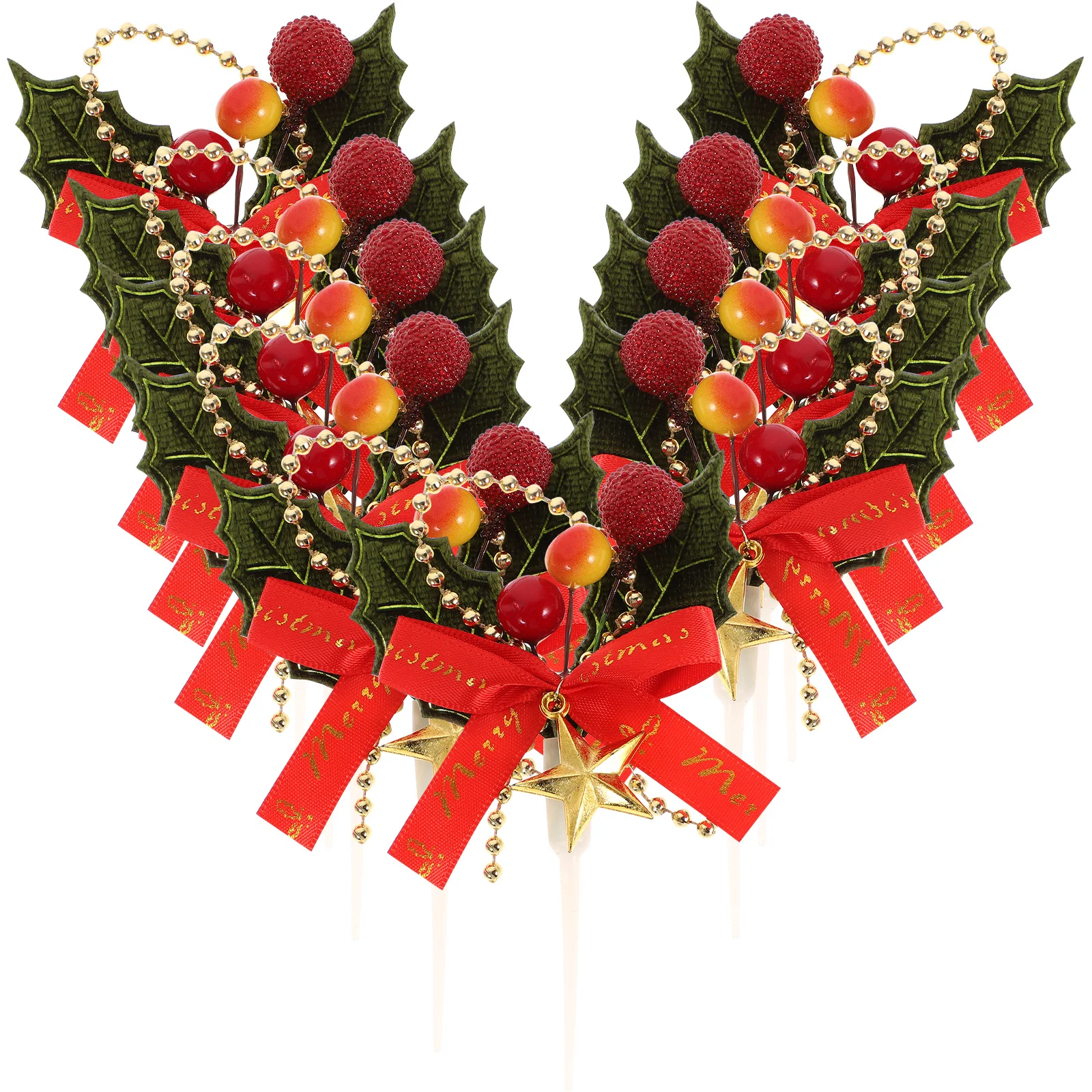 

10pcs Christmas Bell Toppers Premium Food Grade Party Cake Topper Holiday Dessert Decor Cupcake Ice Cream Cheese Decoration Cake