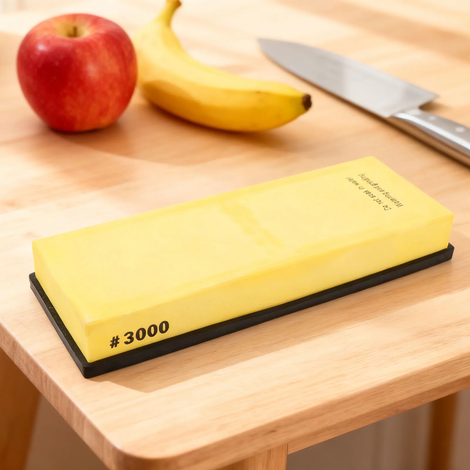 

Yellow Professional Whetstone - 3000 Grit Sharpening Stone with Anti Slip Base for Kitchen Cutters & Scissors