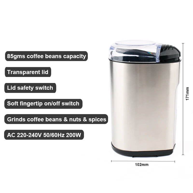 Electric Spice Coffee Grinder Mini Stainless Steel Burr Blade Miller Beans Herb Nuts Grain Grinding Machine Flour Powder Crusher