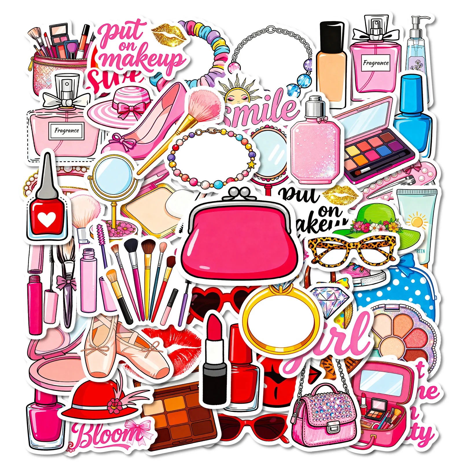 10/56 pçs série de maquiagem dos desenhos animados adesivos criativo graffiti decalque diy bagagem telefone guitarra scrapbook adesivo à prova dwaterproof água brinquedos do miúdo