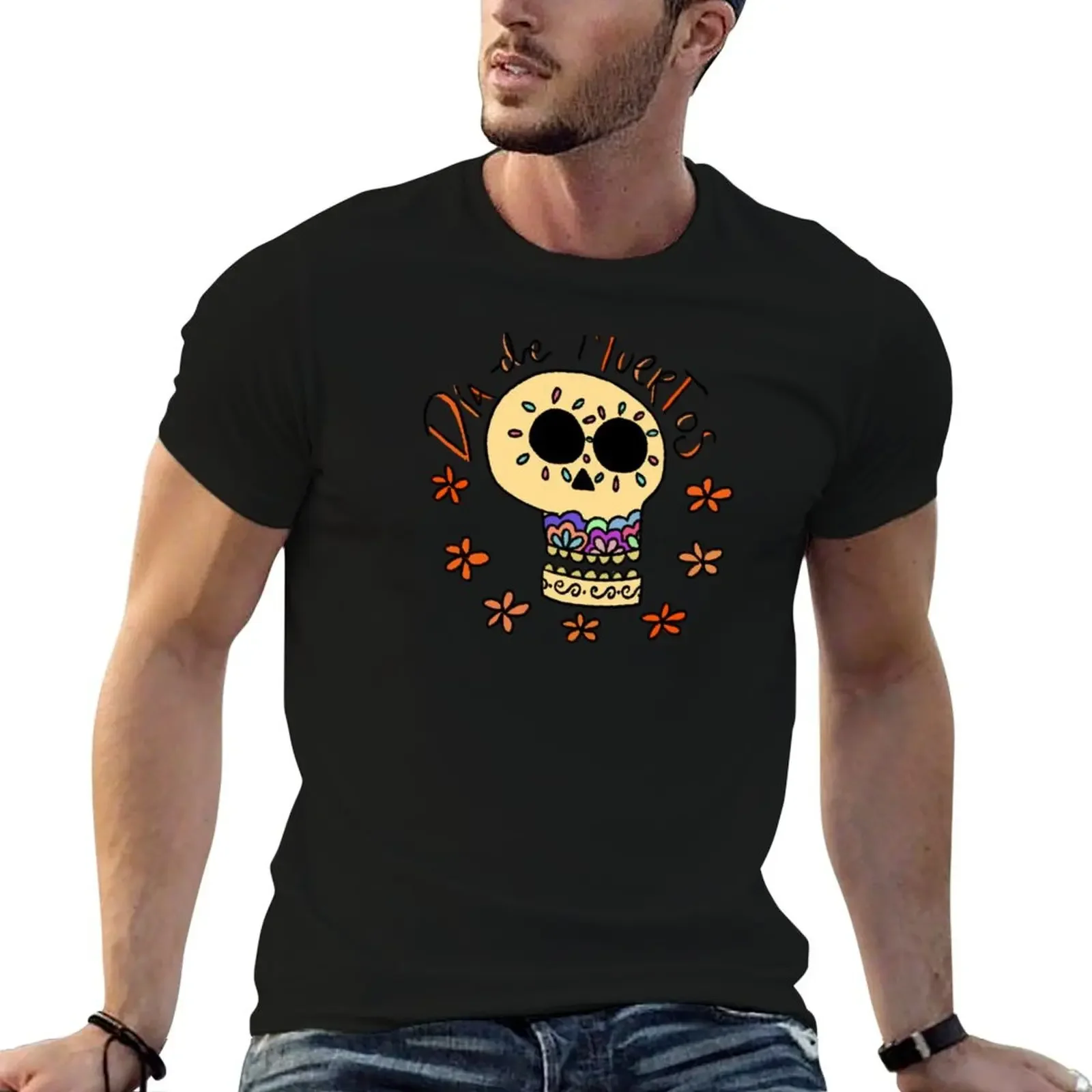 

Day of the Dead Pink T-Shirt man t shirt vintage clothes summer top blacks fitted t shirts for men