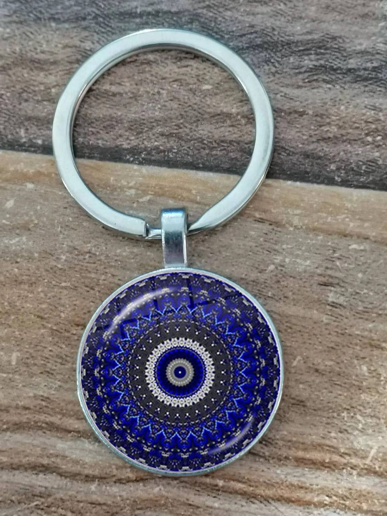 Schönheit Blau Bösen blick Religiöse Foto Runde Glas Cabochon Schlüsselbund Tasche Auto Keychain Schmuck Keychain Geschenk – Detail 4