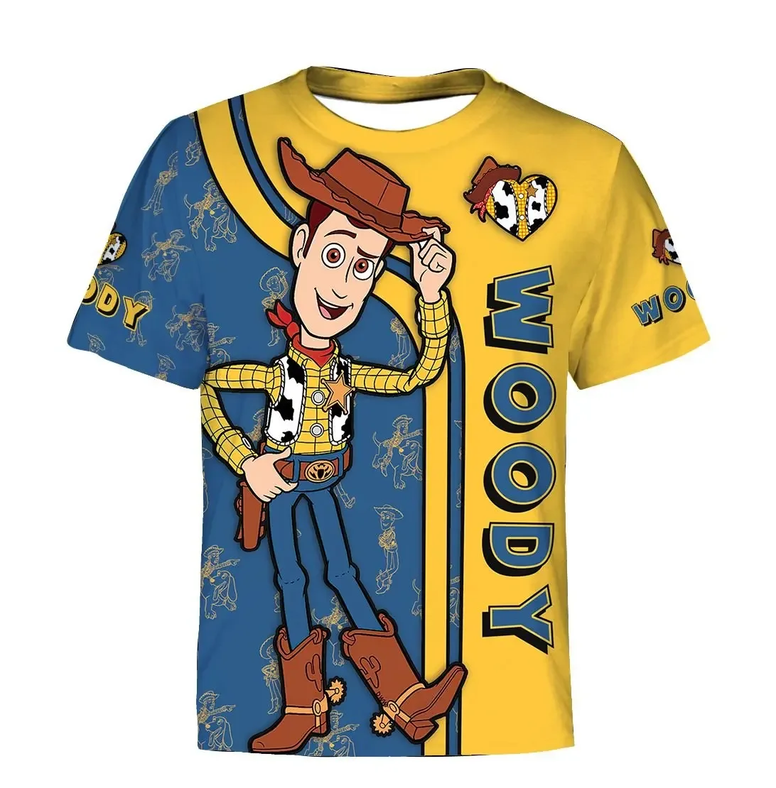 2024 New Disney T-Shirts Disney Toy Story 3D Print Streetwear Men Women Fashion T Shirt Kids Tees Tops