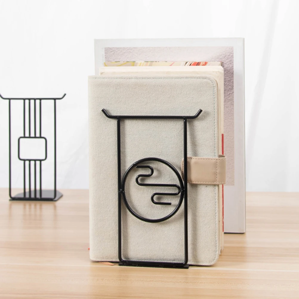 

2Pcs Bookend Iron Metal Book Ends for Shelves Decorative Desktop Organizer Study Room Office Library Home Use Heavy Duty