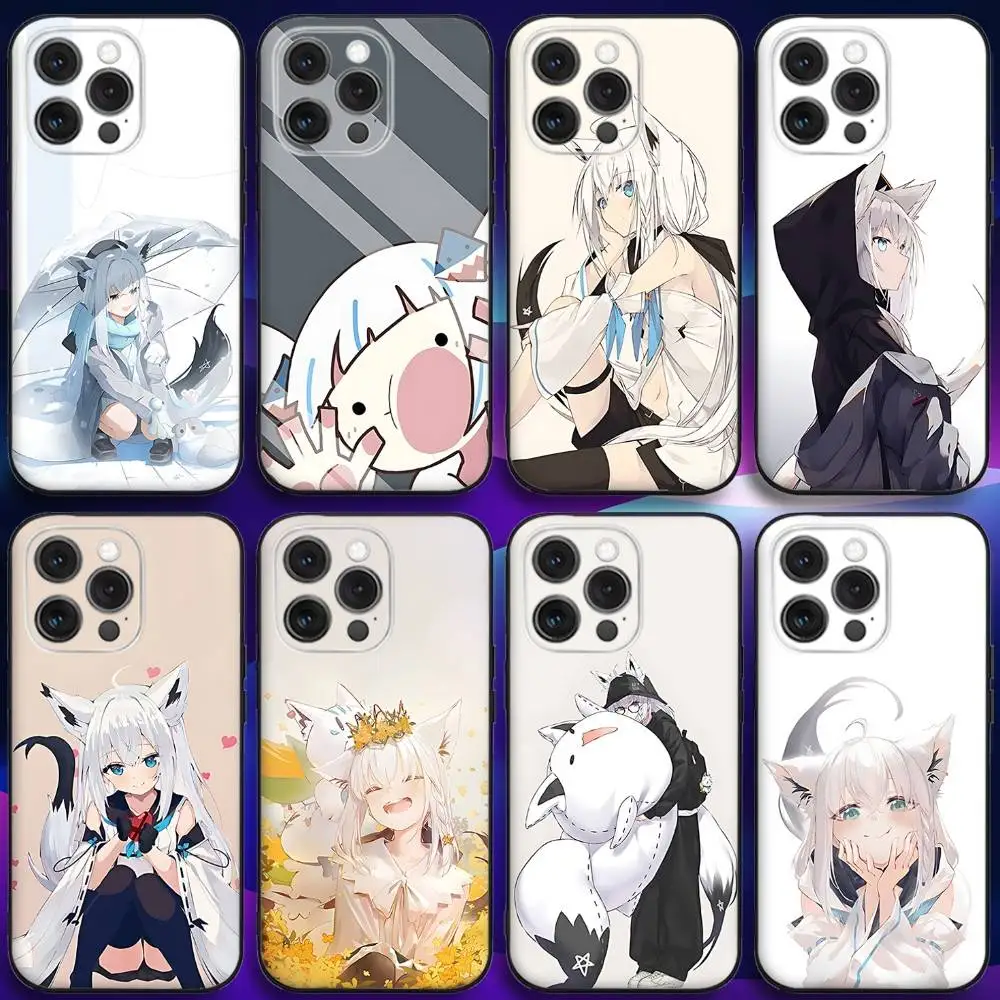 

S-Shirakami Fubuki Phone Case For iPhone 17,16,15,14,13,12,11,Pro,Max,Plus,X,XS,SE4,E,Mini,Soft Black Case