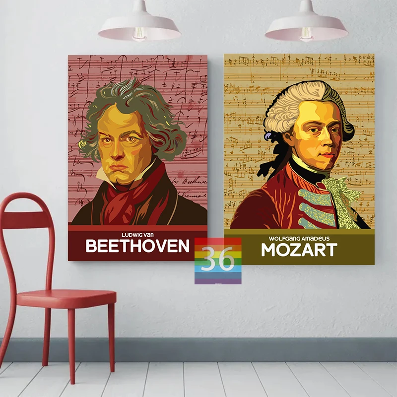 Classical Composers Posters Classical Music Composers Posters Mozart Bach Chopin Beethoven Decor Canvas Painting for Classroom