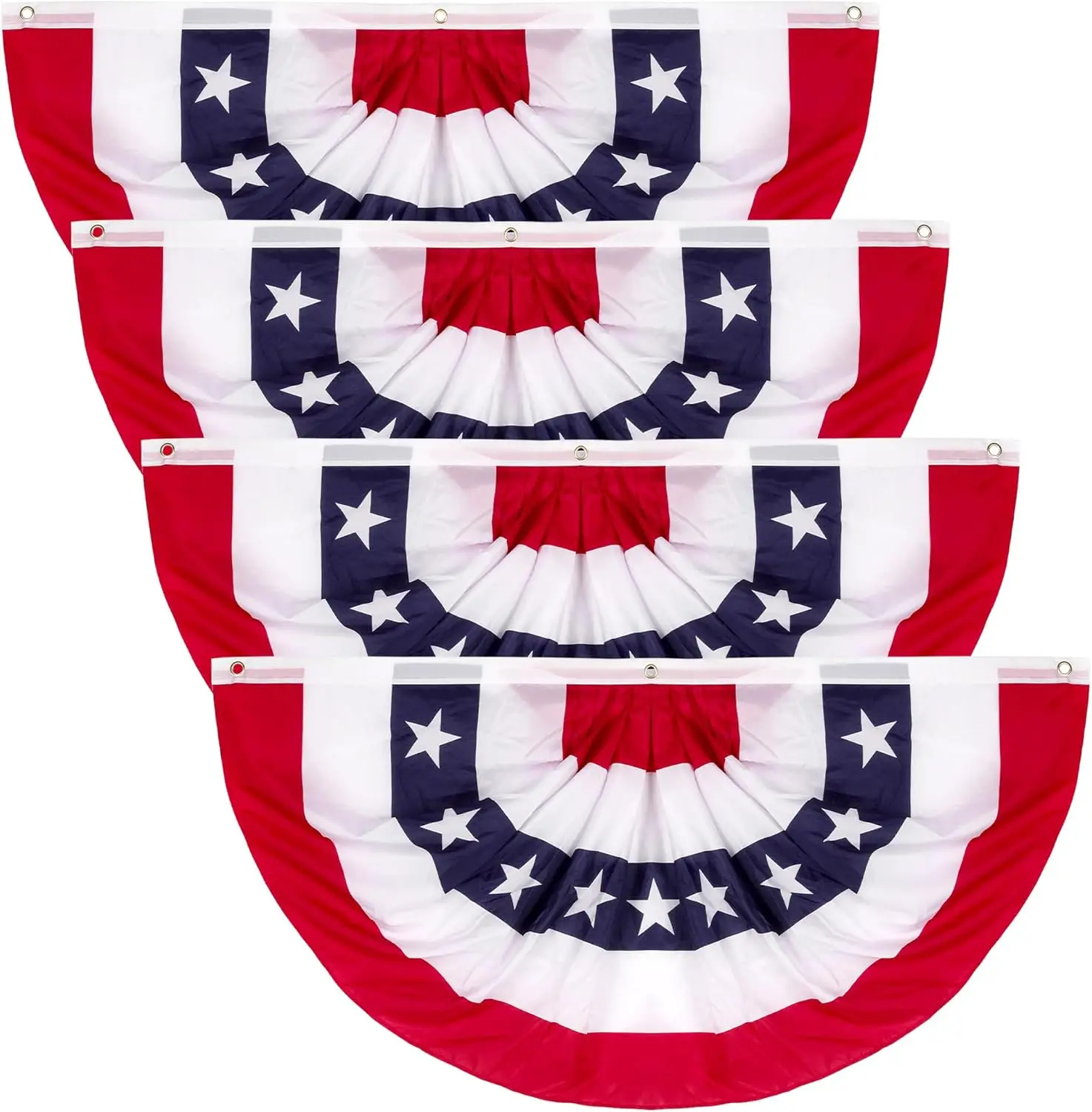 Flagicts 100% Polyester 4 PCS 4th of July Half Circle Fans Embroider America USA Flags