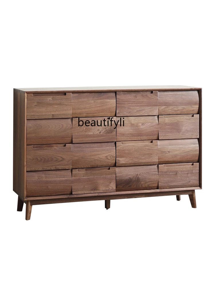 

North American Black Walnut Solid Wood Nordic Dining Side Entrance Cabinet Bedroom Chest of Drawers Living Room Wall Cabinet