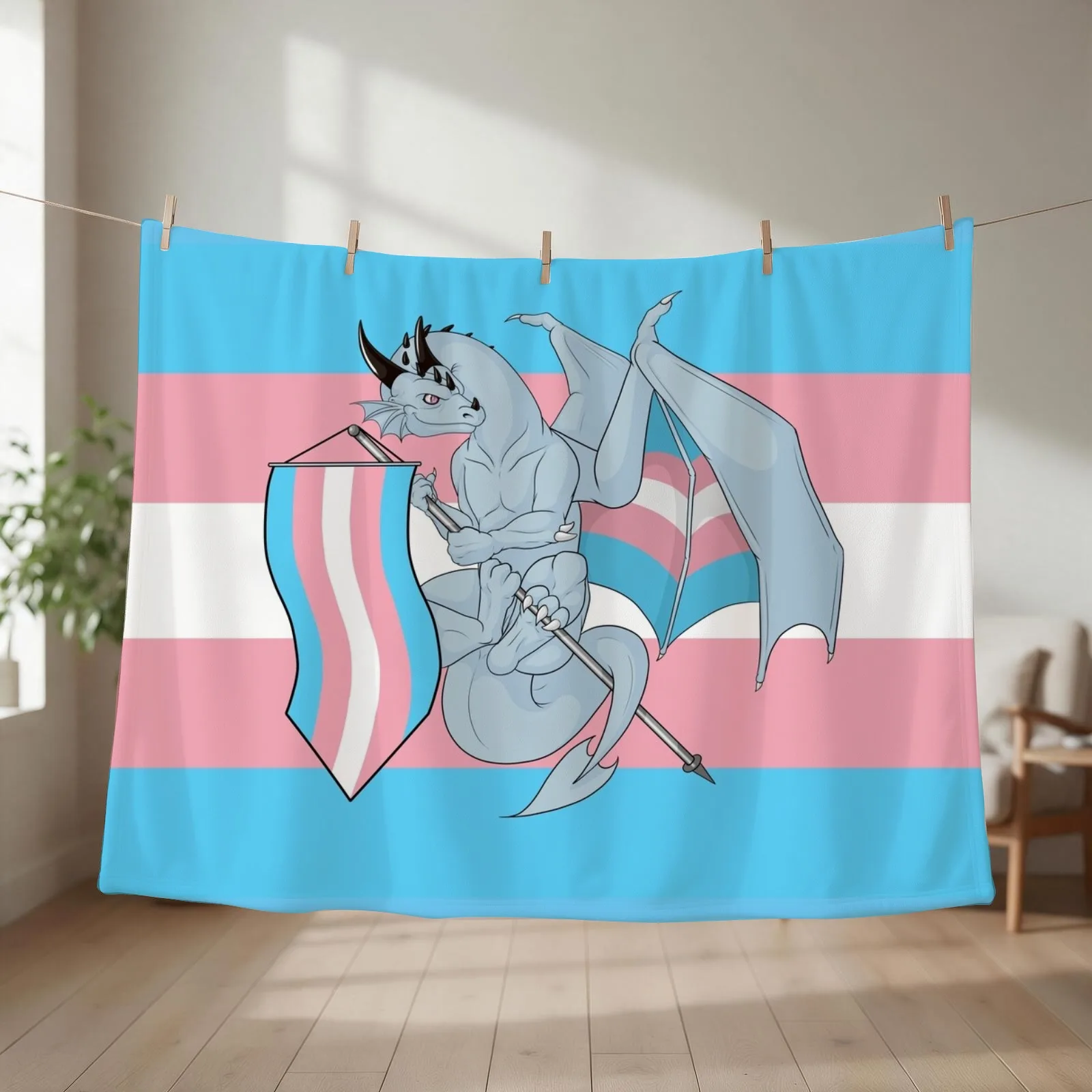 Pride Dragons - Transgender Flag Throw Blanket