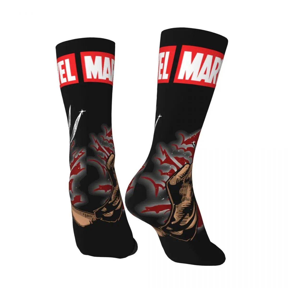 Like Father Like Daughter Sock for Men Hip Hop Harajuku Marvel X-man Deadpool & Wolverine Quality Pattern Printed Boys Crew Sock