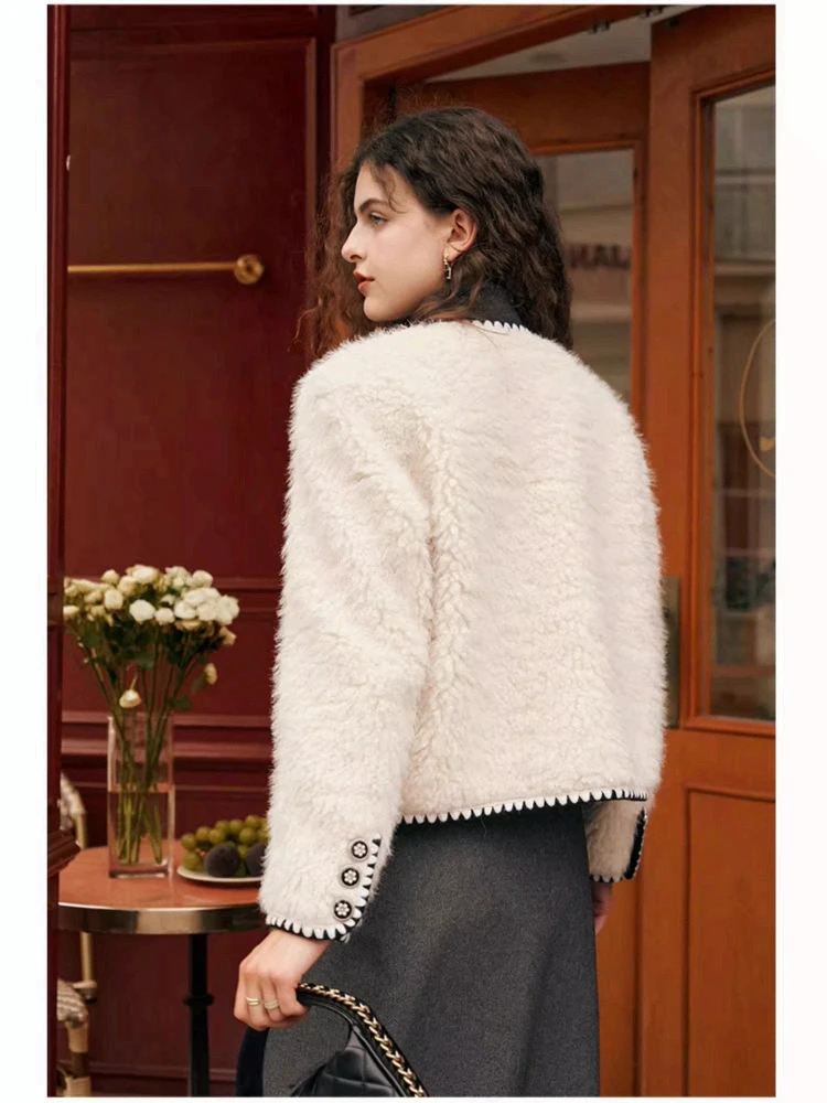 OLrain المرأة فو سترات من الفرو الصلبة س الرقبة واحدة الصدر معاطف 2025 شتاء جديد دافئ موضة تخفيف الإناث القمم G23DP88251 #4