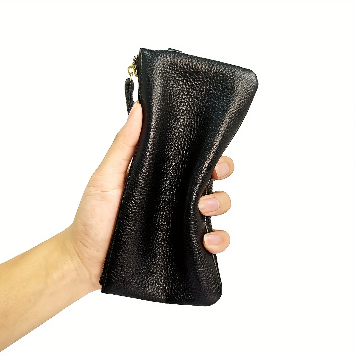 Dompet Clutch Gelang Ritsleting Minimalis Hitam, Dompet Koin Panjang Minimalis, Dompet Ritsleting Portabel