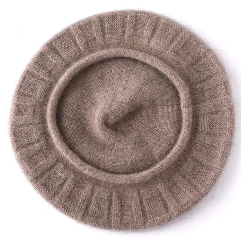 المرأة 100% الكشمير القبعات الفرنسية الفنان نمط شتاء دافئ Brimless قبعة ريترو بلون أنيقة مريحة قبعة للفتيات #5