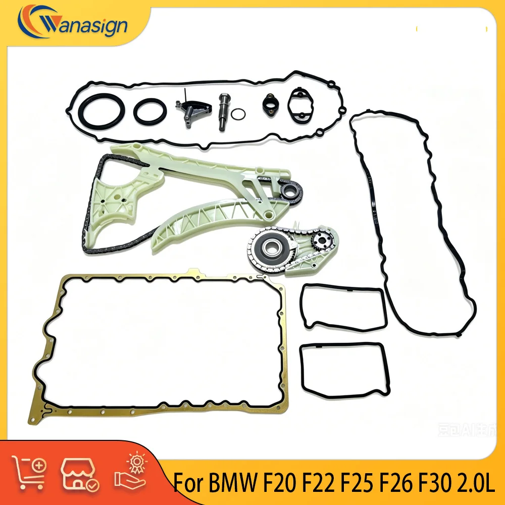 

Engine Parts Timing Chain Kit Valve Cover Oil Pan Gasket Set Fit 2.0 L L4 Gas N20 N26 For BMW 2.0L F10 F22 F30