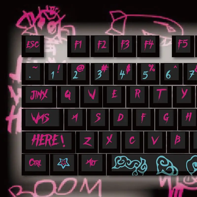 LOL Game-Clavier mécanique Rick JINX, 123 prédire, graffiti, PBT, 5 faces, sublimation thermique, bricolage