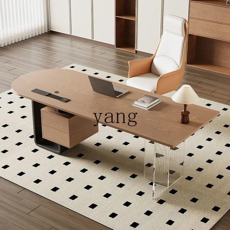 LH high-end light luxury premium desk simple solid wood workbench computer desk