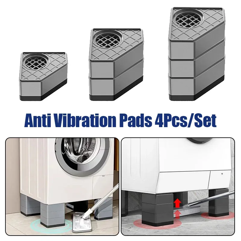 4PCS Gray Strengthen Washing Machine Anti Vibration Pad Rubber Feet Legs Mat Silent Washer Dryer Furniture Support Dampers Stand