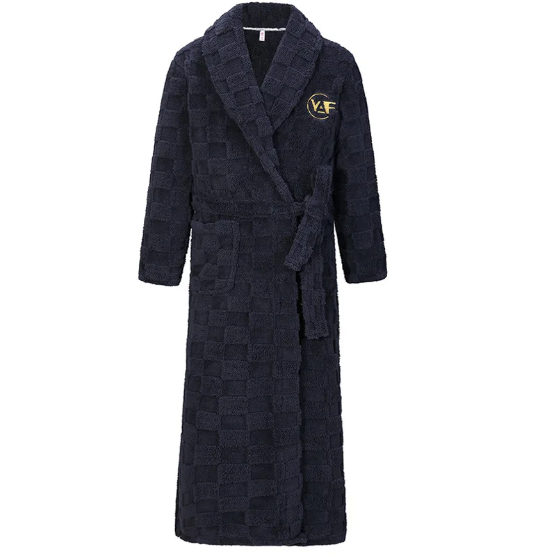 Autumn Winter Warm Male Sleepwear Big Size Flannel Men Robe Nightwear Thick Long Bathrobe Nightgown Loungewear Casual Home Wear