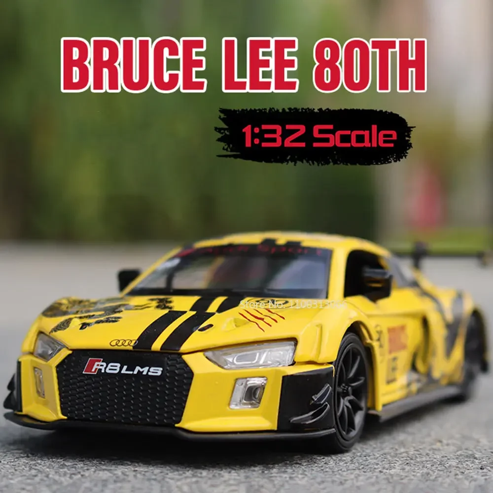 1:32 Audi R8 GT3 Miniatur-Sportwagenmodelle Continental GT3 Legierungsdruckguss-Türen, geöffnet, zurückziehbare Rennwagen, Geschenke für Jungen