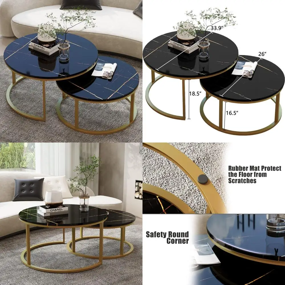 

Modern Coffee Table Set - Wi Round Nesting Tables, Large 34 and Small 26 for Living Room