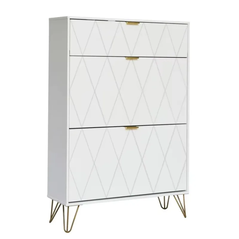 12 زوجًا من خزانة الأحذية المقاومة للرطوبة وخزانة تخزين الأحذية الخشبية المتينة من خشب MDF