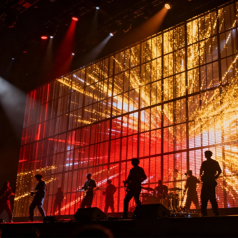 

Rental Transparent LED Screen Modular Mesh LED Panel Display For Bar Concert Stage Festival Event Temporary Installation