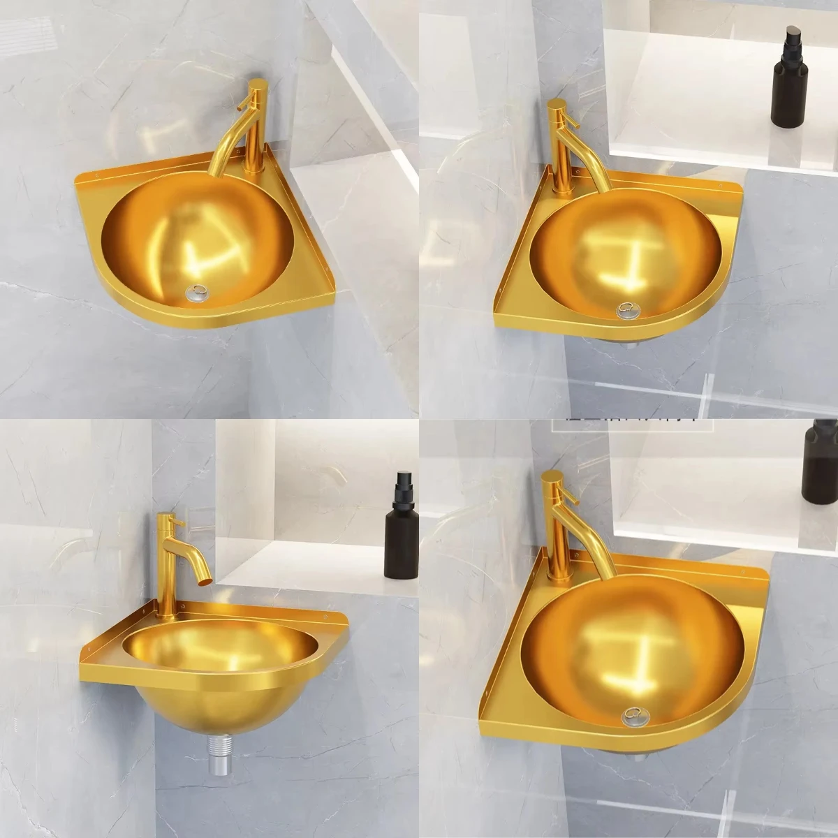 304 stainless steel gold triangular basin wash basin wall-mounted bathroom household small apartment washbasin local tyrant gold