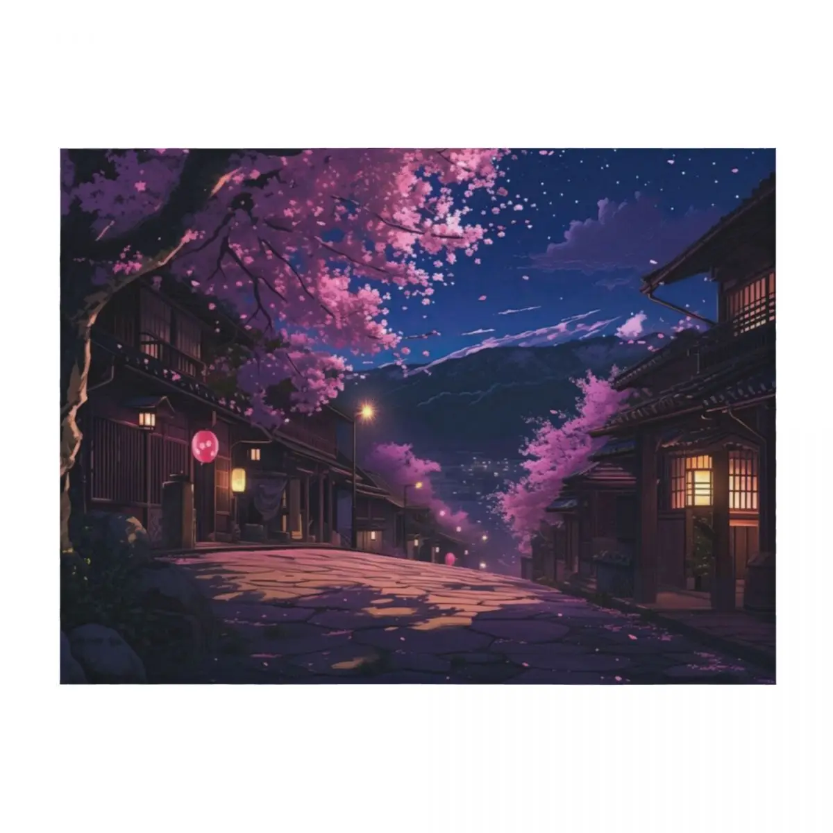 

Sakura Nights in Kyoto Throw Blanket Blankets Sofas Of Decoration Flannel Polar Stuffeds Blankets