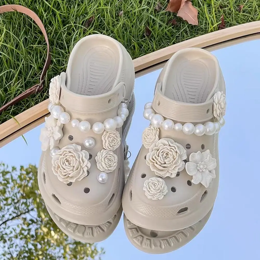 1Set Handmade Shoes Clip Bouquet Shoe Lace Clips With Stylish Beaded For Sneakers Women Shoes Charms 3D Flower Shoes Decorations