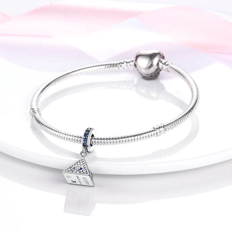 925 Silver Paris Tower Pyramid Travel Country Flag Charm fit Original Bracelet Necklace Beads Pendant Women DIY Jewelry