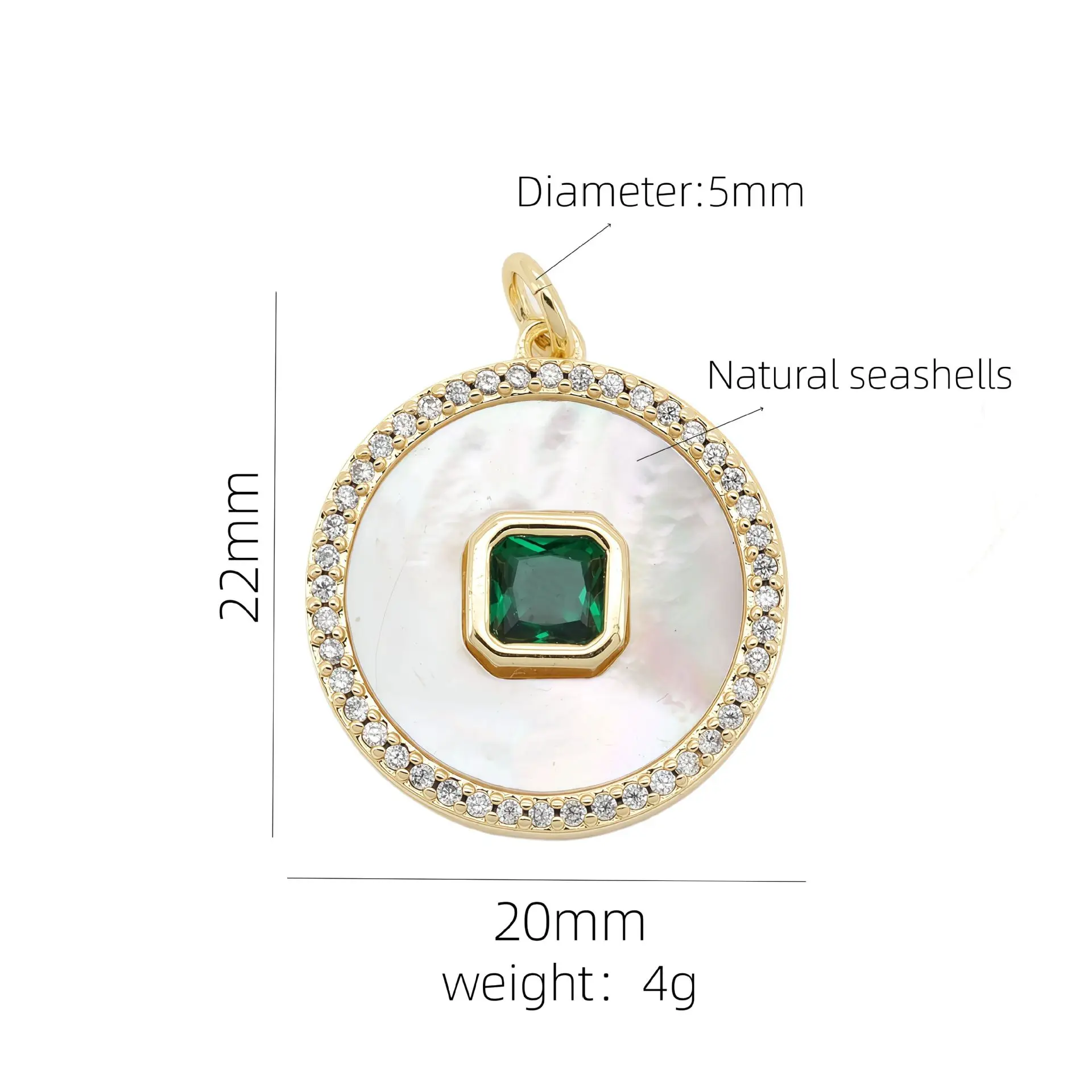 New Inlaid Fritillary 18K Real Gold Color Retaining Peach Heart Pendant DIY Bracelet Necklace Jewelry Pendant Accessories