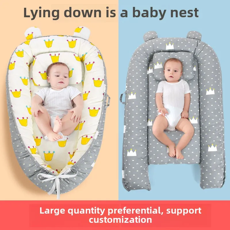

Portable Foldable Baby Crib with Removable Washable Bed Surround Soothing Features Biomimetic Design For Compact Storage