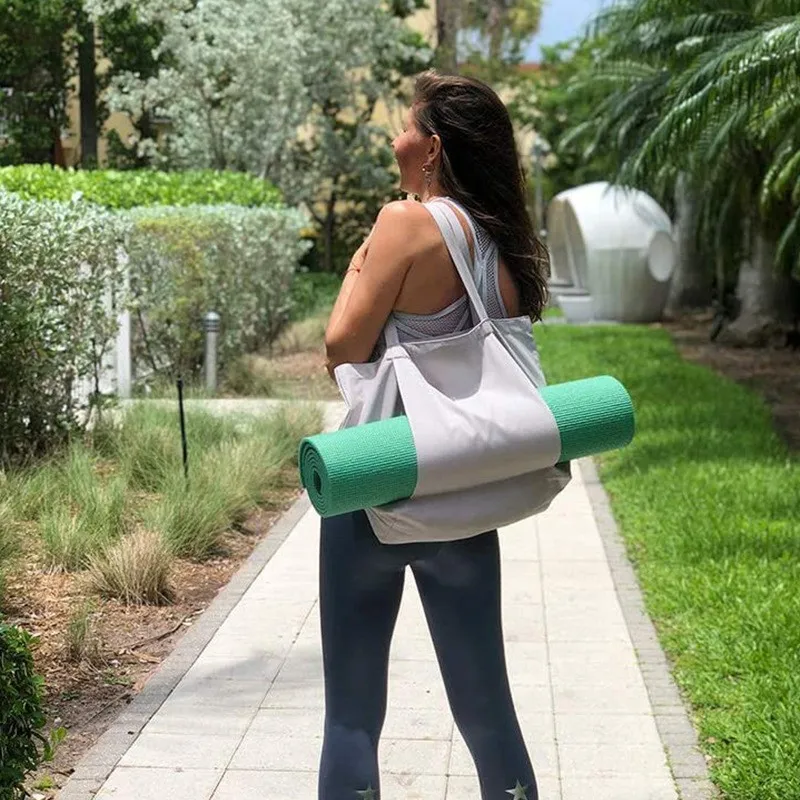 1pc Yoga Bag Yoga Mat Storage Tote Large Capacity Portable Canvas Storage Bag for Fitness Pilates Outdoor Exercise - view 5