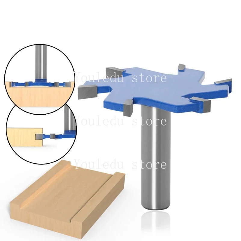 

Woodworking milling cutter 6-blade T-shaped cutter Redwood 6-tooth large T-shaped with handle Groove with extended