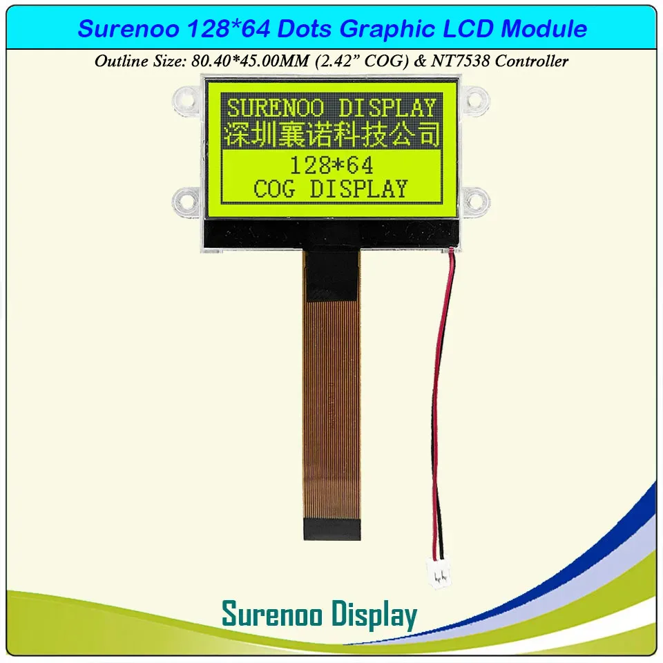 2.42 "12864 128X64 NT7538 Cog Grafische Lcd Module Display Screen Lcm Paneel Met Led Backlight