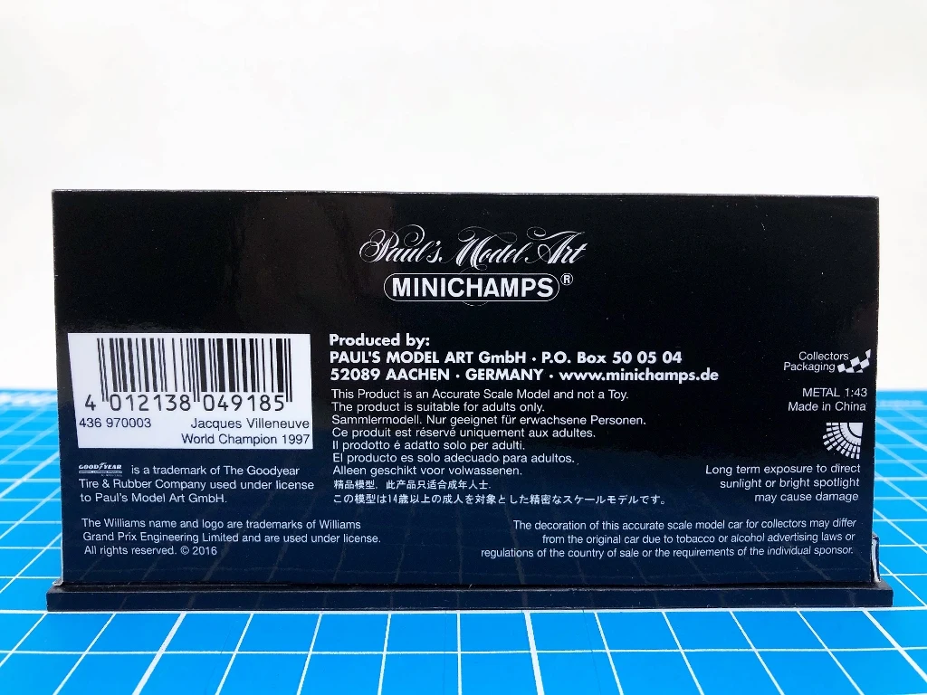 Minichamps 1:43 F1 FW19 1997 Jacques Villeneuve Special Edition Simulation Limited Edition Resin Metal Static Car Model Toy Gift