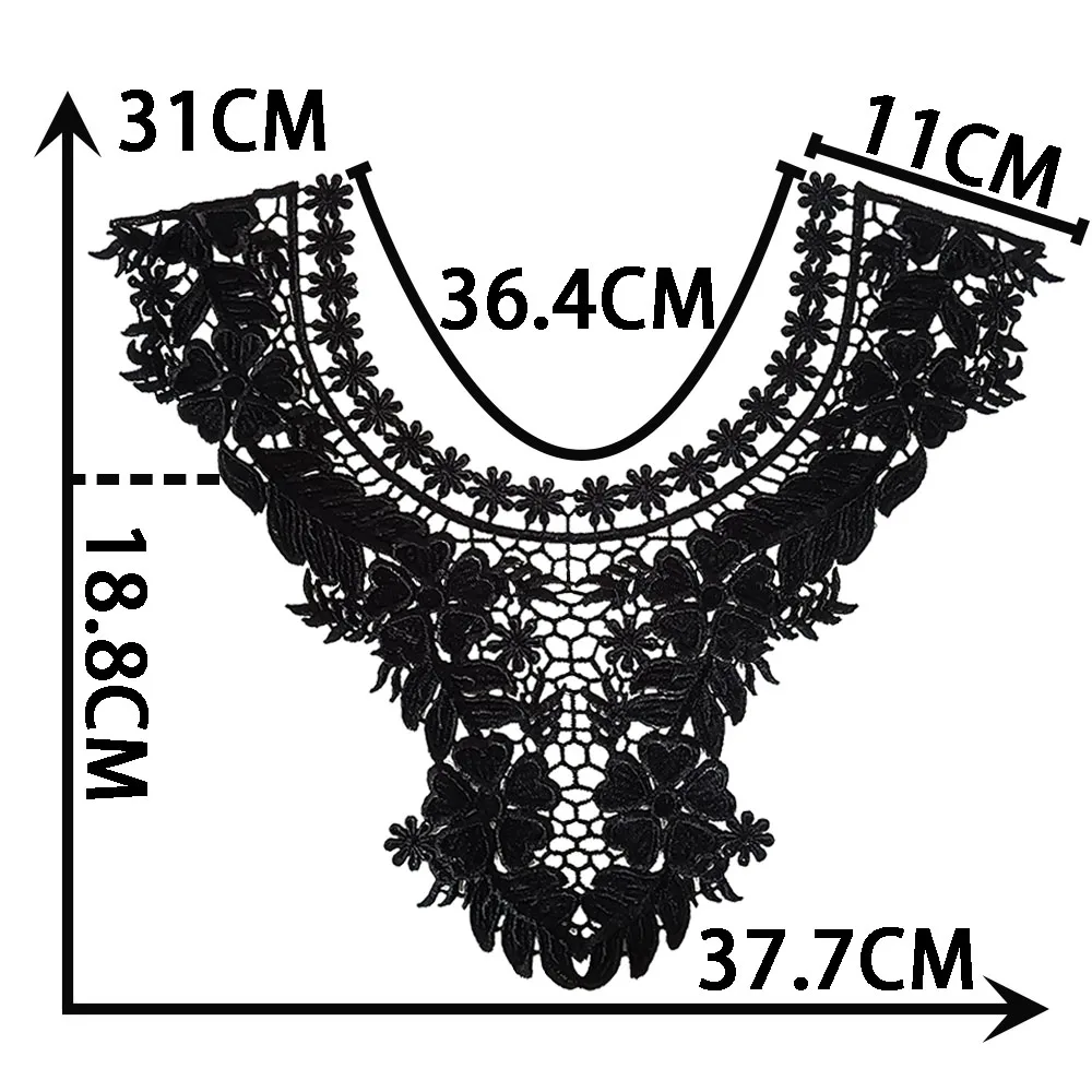 Wholesale sales of 1-10 piece of polyester embroidery black and white collar DIY sewn decorative clothing lace accessories