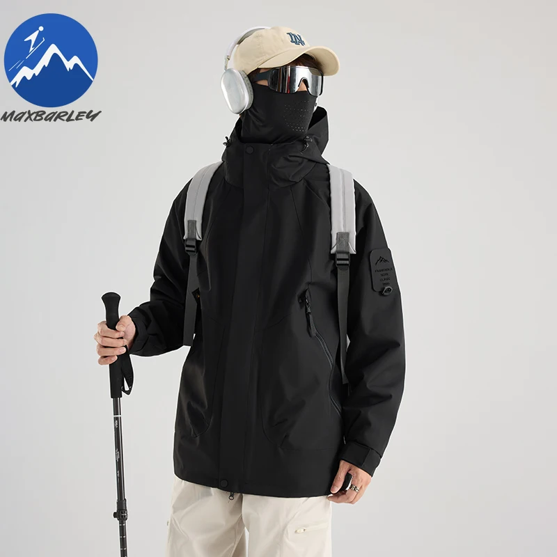 Maxbarley Hiking Waterproof Jacket Men 2025 New Spring Autumn Fashion Windproof Windbreaker Casual Removable Hooded Outerwear