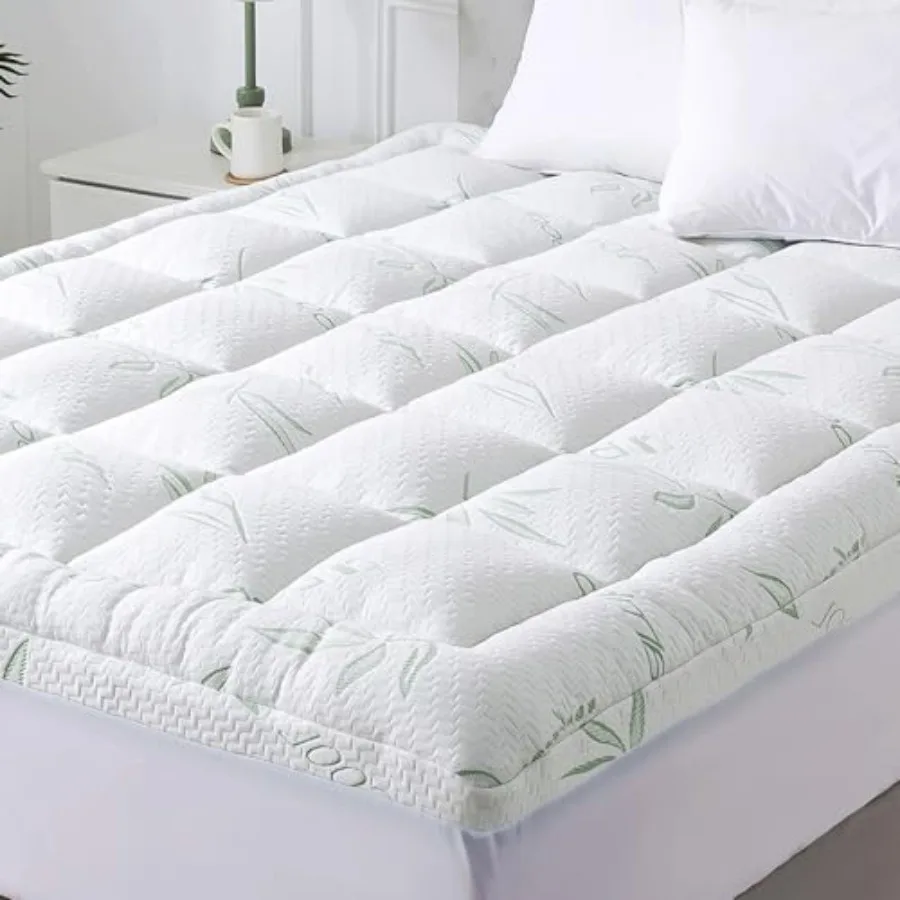 

Mattress Topper, Soft Pillow Top Mattress Topper with Deep Pocket Fits 8 21 Inch, 7D Spiral Fiber Filling, Bamboo Viscose Air L