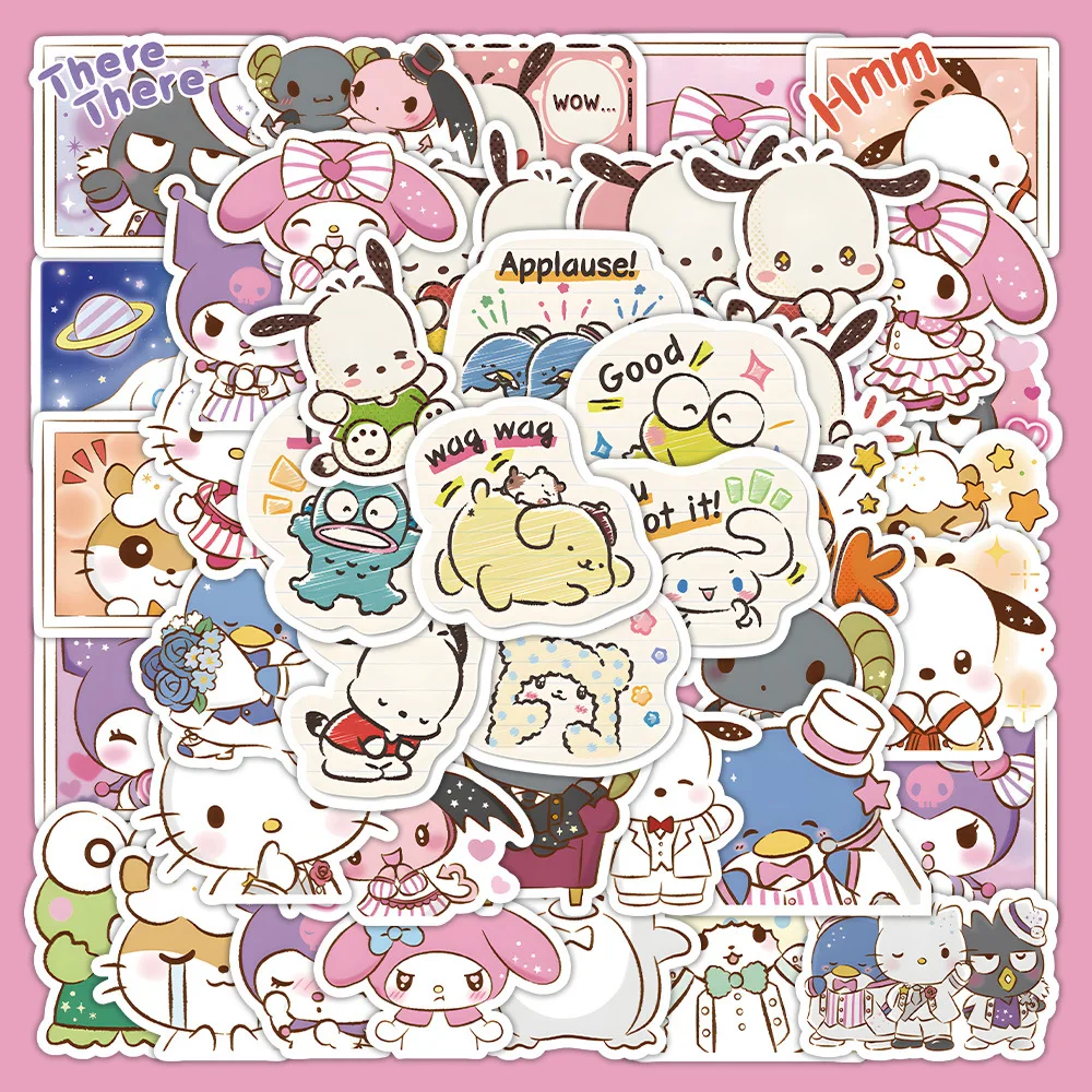 10/30/62PCS Sanrio HelloKitty Kuromi Pochacco My Melody Stickers Cute Cartoon Creative Decals DIY Wall Bike Notebook Gift Toys