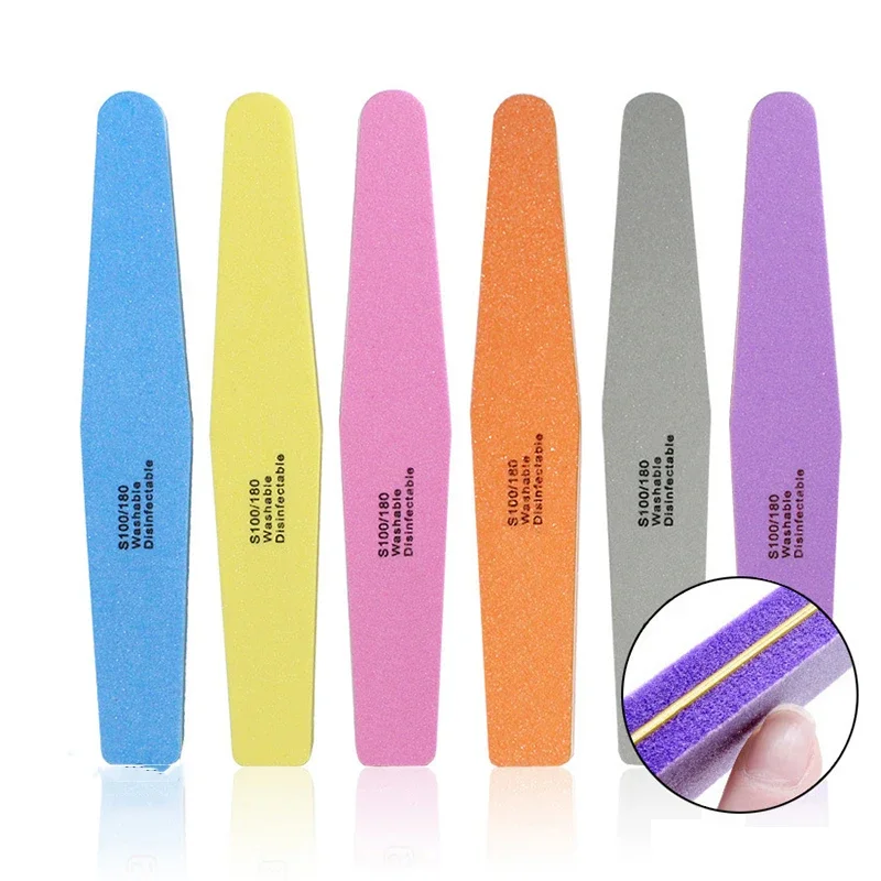 5pcs 100/180 Professional Nail Files Colorful Sponge Nail Polish Buffing Sanding Grinding Pedicure Manicure Nail Art Tools