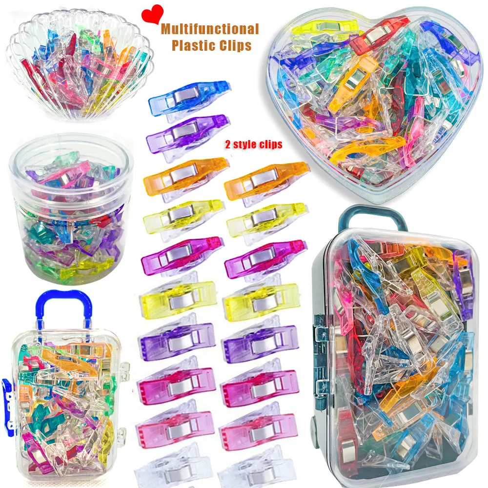 

Mixed Pack Colorful Clips Home Office Multifunctional Plastic Clamps Box Storage Sewing Crafts Quilt Clips