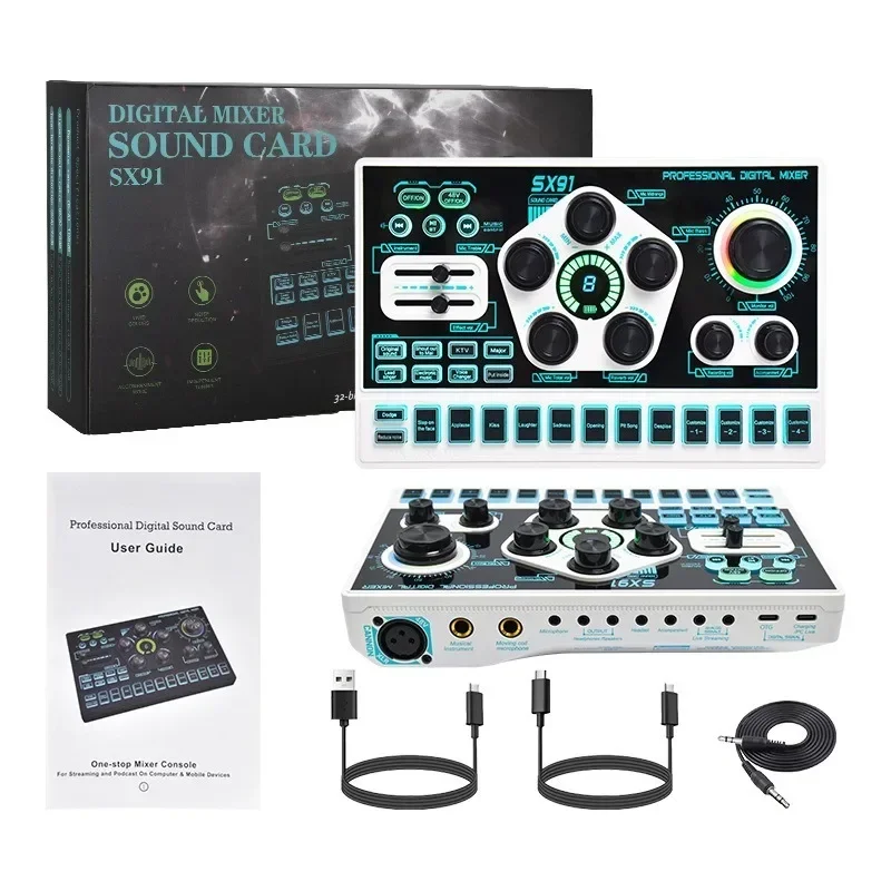 Voor SX91 Geluidskaart USB Sound Mixer Professionele Audio Mixing Console Versterker Voor Live Sing PC Computer Laptop Mobiele Telefoon