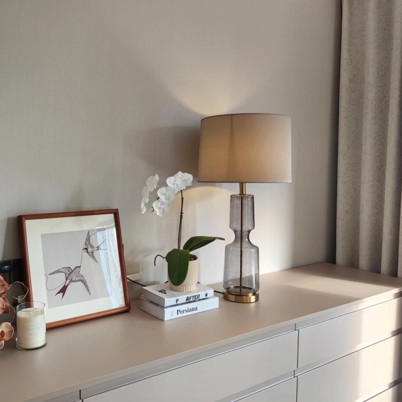 

Настольная лампа SANDYHA в американском стиле, стеклянная, в форме винной бутылки, светодиодная, для спальни, прикроватной тумбочки, гостиной, кабинета, домашнего декора