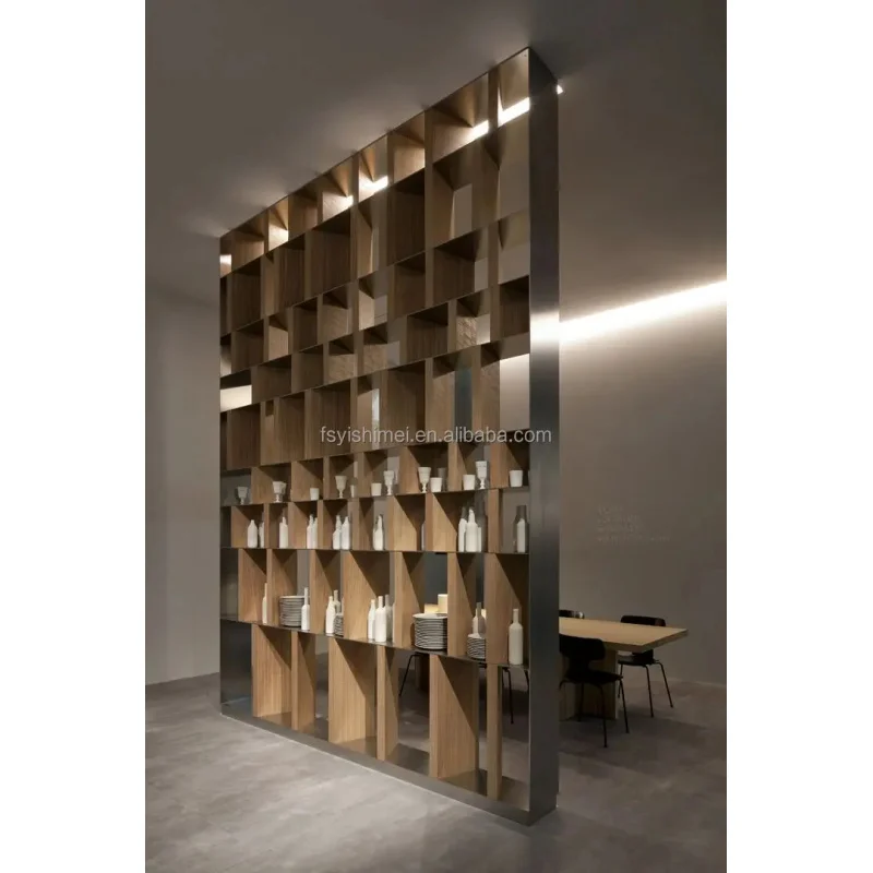 custom.Modern Minimalist Luxury Custom Metal Aluminum Floor to Ceiling Book Shelf With Led Light Living Room Office