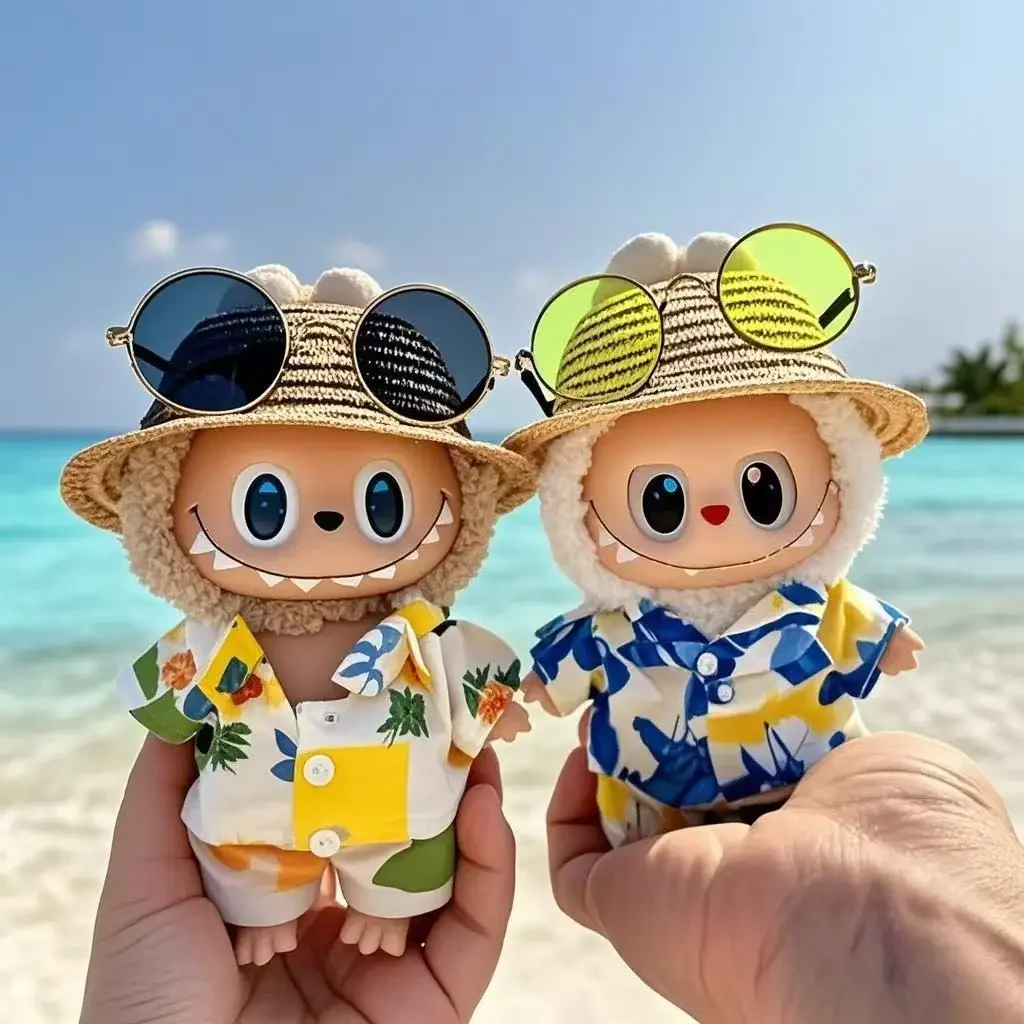 

For 17cm Labubu Doll Clothes Beachwear Fashion Clothes With Sunglasses Labubu Clothes Ropa Labubu