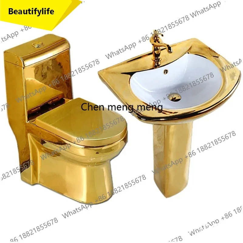 

Золотой унитаз 02M, комплект унитазов золотого цвета, раковина, умывальник, золотой керамический унитаз для ванной комнаты.