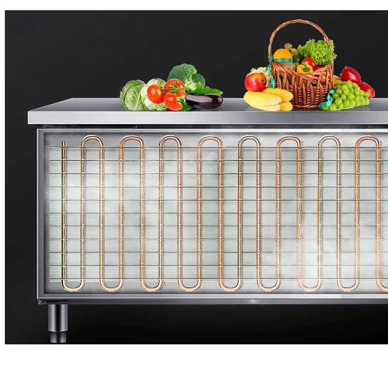 2 Door Stainless Steel Refrigerated Prep Table Digital Control Sliding Lid Commercial Salad Pizza Cooler（Customized）